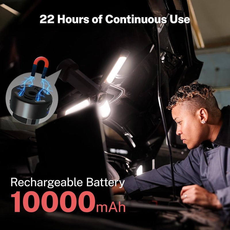 OGERY Rechargeable 10000mAh Camping Light with Stand 6.5 ft Max Height, Cordless Work Light with 3 LED Lamp Heads, 2200 Lumens Camping Essentials Gear Emergency Flashlight with Detachable Tripod - Image 5